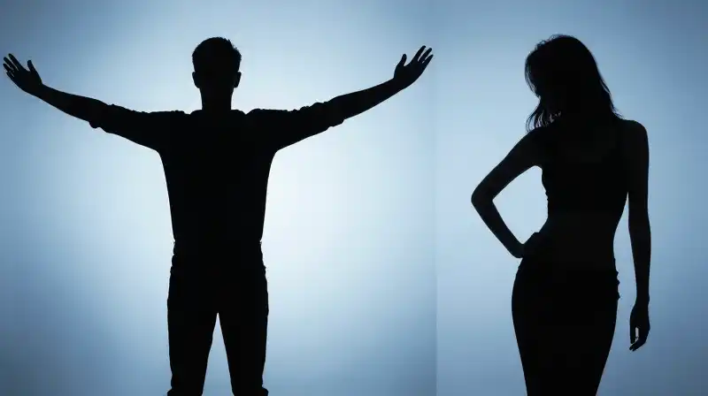 Two contrasting blue silhouettes, one expansive and one fragile