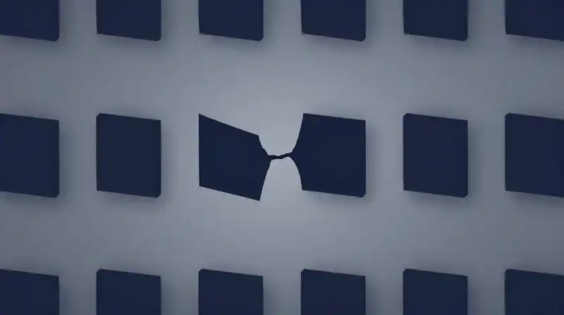 A single broken link disrupts a pattern of geometric shapes
