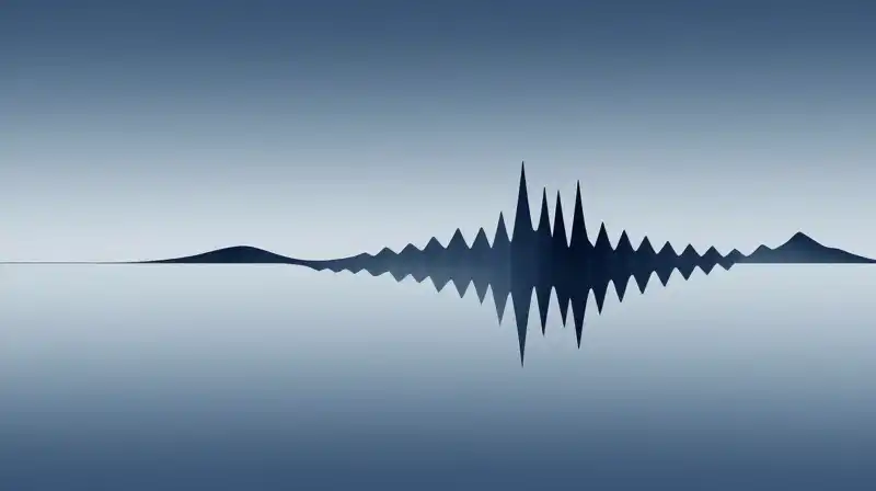Abstract blue waves transition from slow curves to sharp ripples