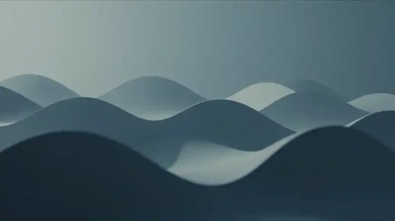 Rhythmic blue lines and soft shapes flow like emotional waves
