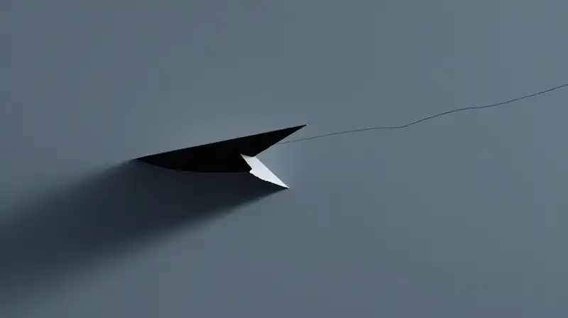 A fraying silk thread hangs between shadows and storms