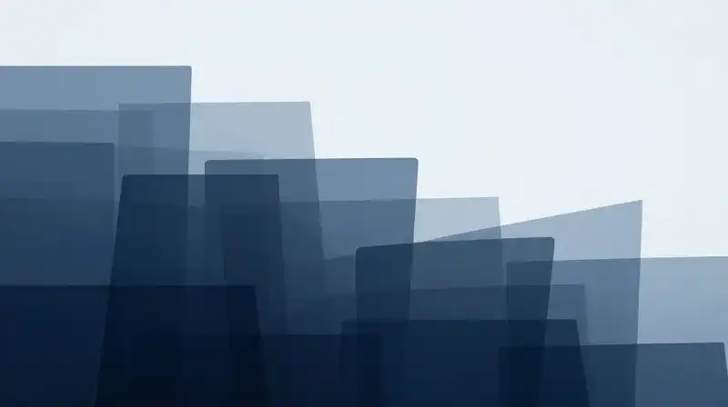 A blue silhouette dissolves into fragmented, geometric glass layers